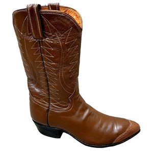Vtg 1960-70 UNKNOWN Women Teju Lizard Western Boots Wing Tip Brown Leather 6.5 B